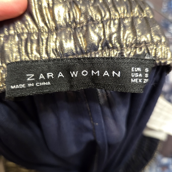 Zara Gold Metallic Lightweight Party Pants Size Small - Picture 6 of 6